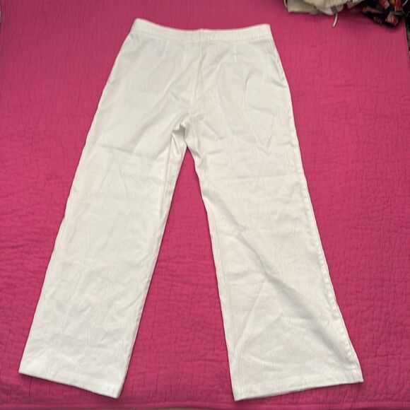 120% lino White Wide-Leg Pants, L - Picture 4 of 8